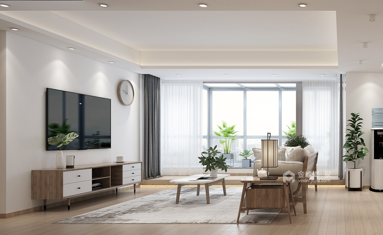 168平虹锦湾现代风格-自然朴素-客厅效果图及设计说明