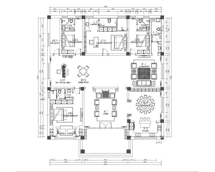 400平自建别墅新中式风格-平面设计图及设计说明