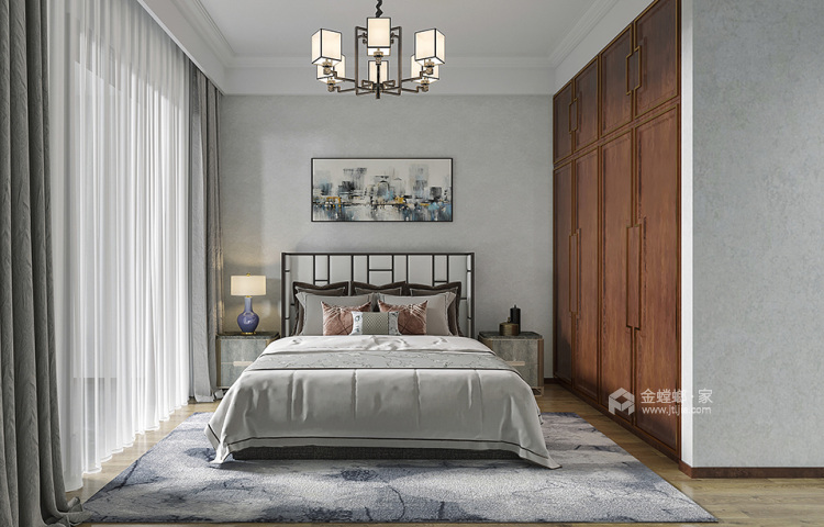 140平国宾府中式风格-卧室效果图及设计说明