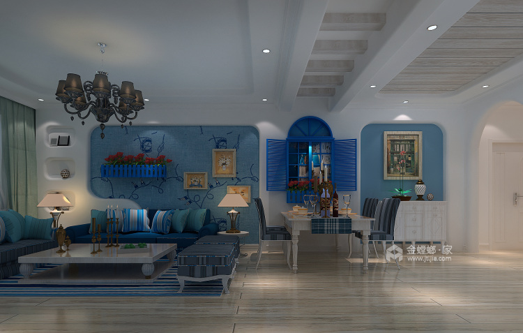 120平金帝桂都地中海风格-餐厅效果图及设计说明