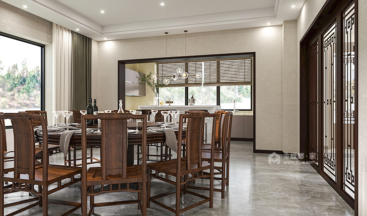 400平金水湾中式风格-餐厅效果图及设计说明