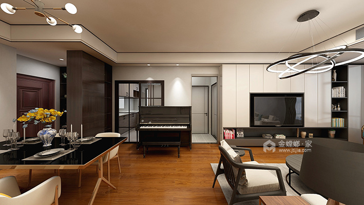 135平中南城现代风格-客厅效果图及设计说明