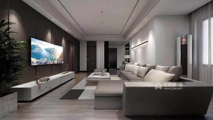 112平怡然居现代风格-让设计从形式回归生活-客厅效果图及设计说明