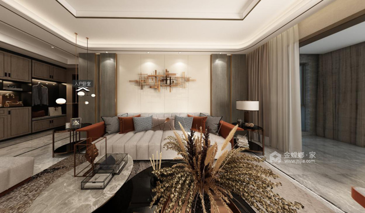 290平碧桂园现代风格-客厅效果图及设计说明