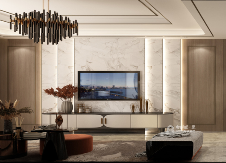 290平碧桂园现代风格-客厅效果图及设计说明