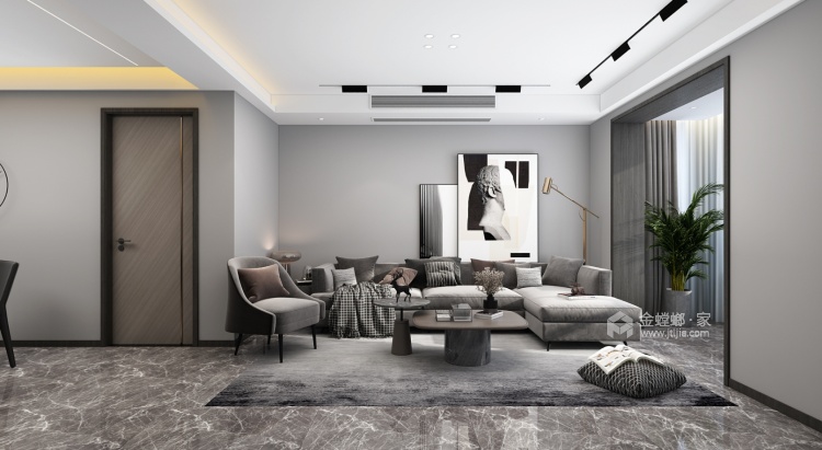 91平金域蓝湾现代风格-随性自由的婚房-客厅效果图及设计说明
