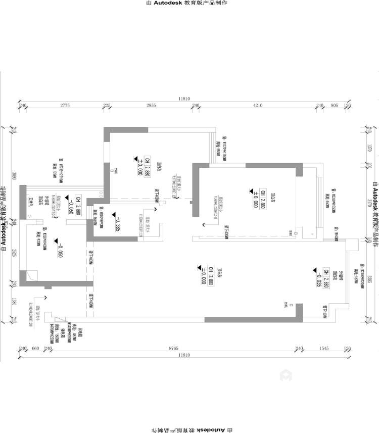 87平中心城日式风格-业主需求&原始结构图