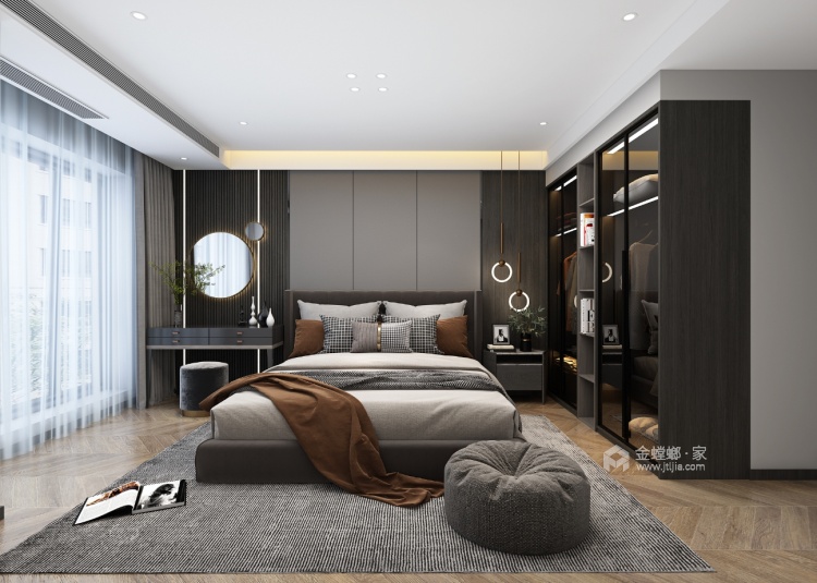 91平金域蓝湾现代风格-随性自由的婚房-卧室效果图及设计说明