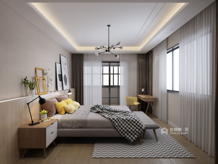 410平水岸公馆别墅中式风格-卧室效果图及设计说明