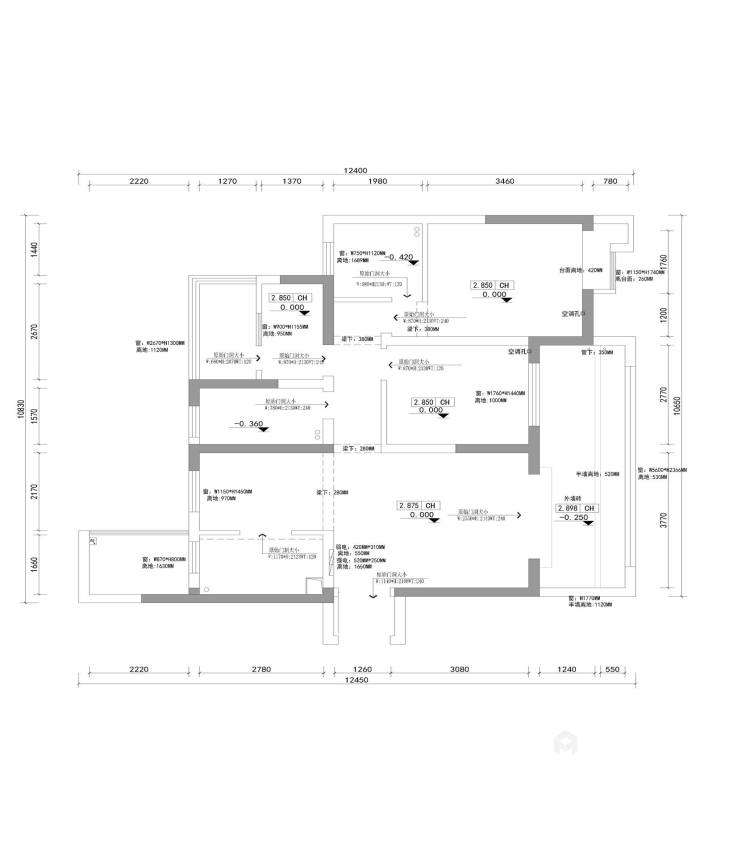 109平森林城现代风格-业主需求&原始结构图