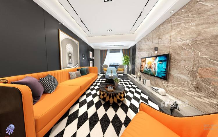 240平君悦湾现代风格-客厅效果图及设计说明