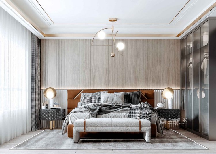 130平新城首府现代风格-简约而不简单-卧室效果图及设计说明