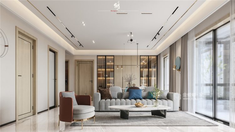 129平大名城紫金九号现代风格-将时尚进行到底-客厅效果图及设计说明