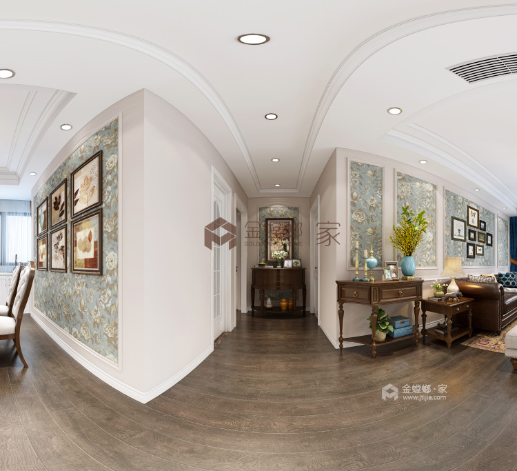 145平景悦澜庭美式风格-客厅效果图及设计说明