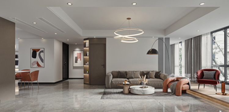 164平墨香居现代风格-客厅效果图及设计说明