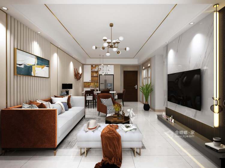 112平兰亭御城现代风格-客厅效果图及设计说明