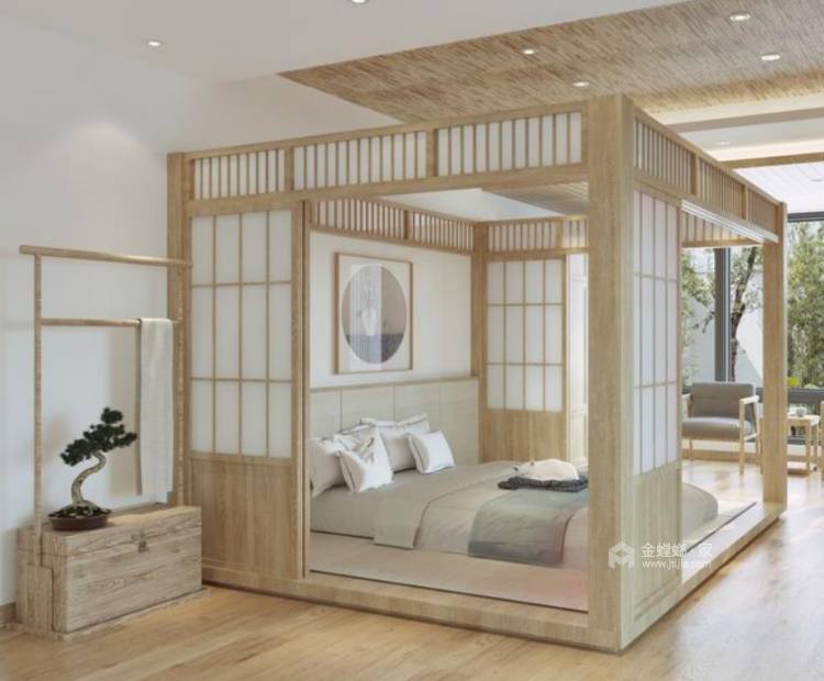 124平峨秀湖壹号日式风格-卧室效果图及设计说明