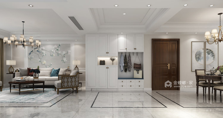 140平丹枫园美式风格-客厅效果图及设计说明