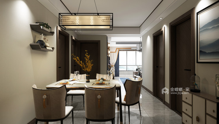 110平帝景豪苑新中式风格-静水深流，烟火人间-餐厅效果图及设计说明