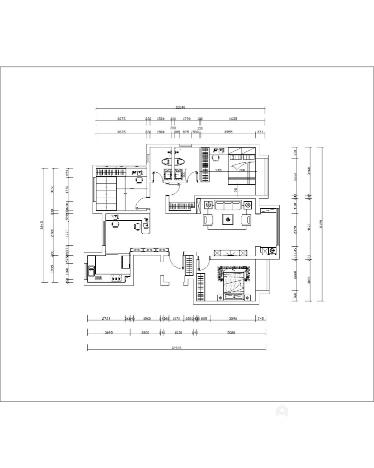 140平秋月华庭现代风格-简约三室之家-平面设计图及设计说明