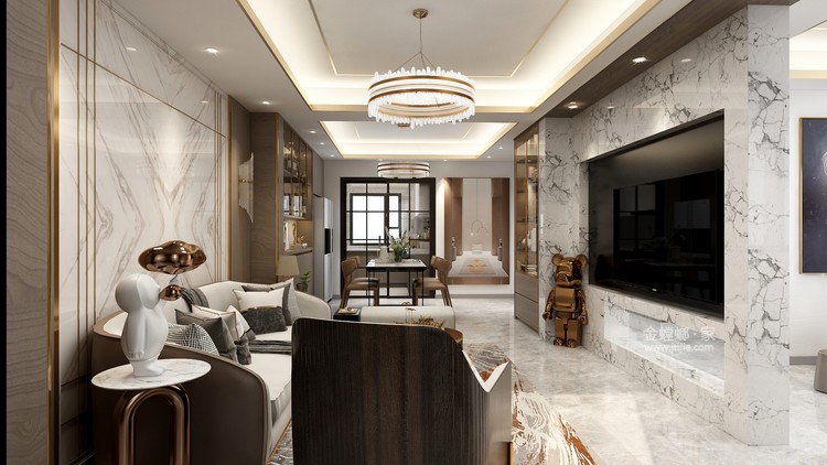 250平胡湾里现代风格-客厅效果图及设计说明