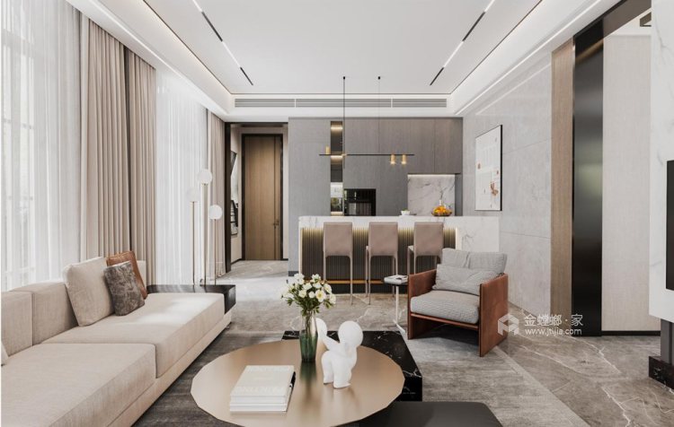 600平绿城玫瑰园现代风格-客厅效果图及设计说明