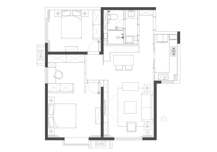 100平兰州银行职工住宅小区北欧风格-简单的“幸福”-平面设计图及设计说明