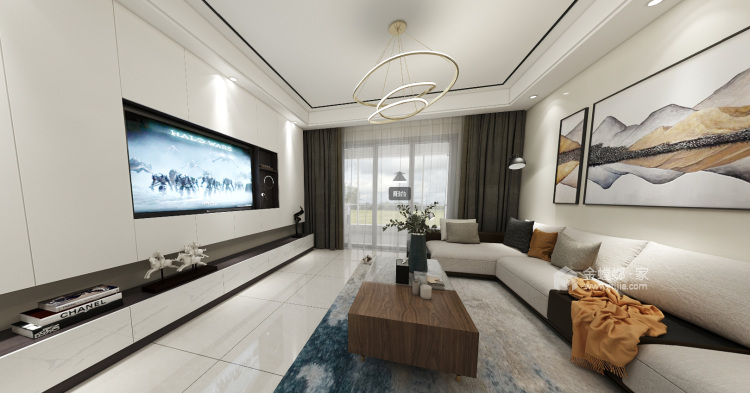130平未来城现代风格-客厅效果图及设计说明
