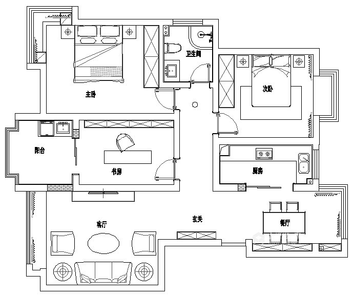 116平水景豪宅现代风格-平面设计图及设计说明