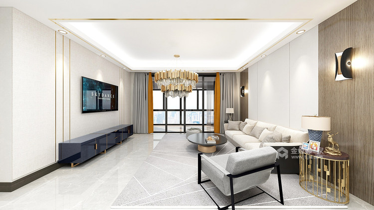 140平时代悦城现代风格-客厅效果图及设计说明