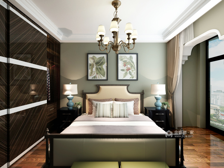 160平银堤漫步简美风格-又见一帘华丽简美梦-卧室效果图及设计说明