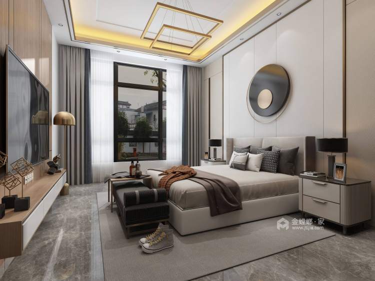 370平聚贤庭院新中式风格-卧室效果图及设计说明