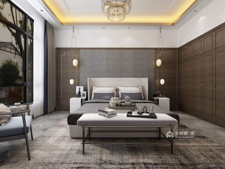 370平聚贤庭院新中式风格-卧室效果图及设计说明