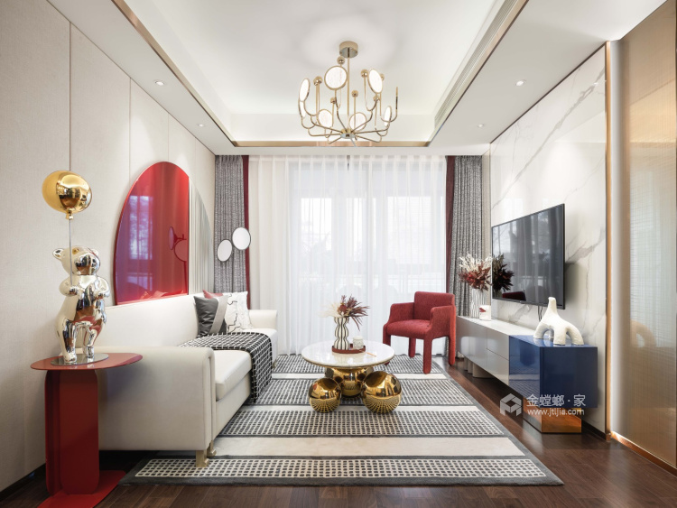 98平华府翡翠庄园现代风格-当下流行的生活家-客厅效果图及设计说明
