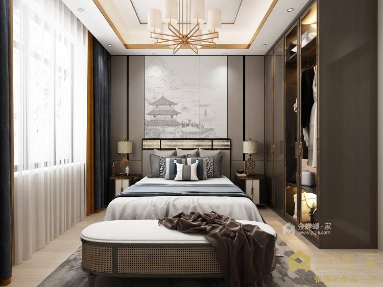 256平碧桂园新中式风格-卧室效果图及设计说明