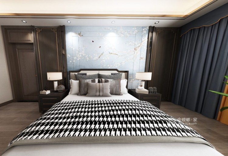 400平莱茵山庄新中式风格-卧室效果图及设计说明