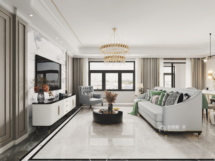 160平苏和雅集简美风格-一家子的幸福地带-客厅效果图及设计说明