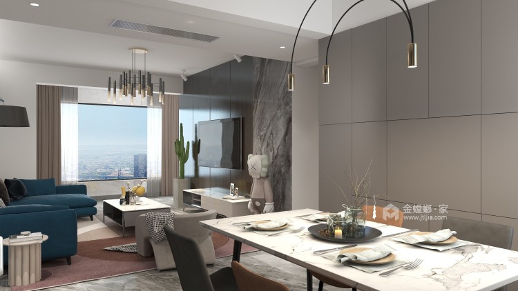 113平富力爱丁堡现代风格-灰色系现代风-餐厅效果图及设计说明