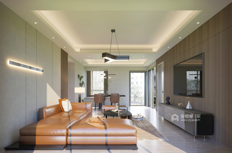 128平星河传奇现代风格-客厅效果图及设计说明