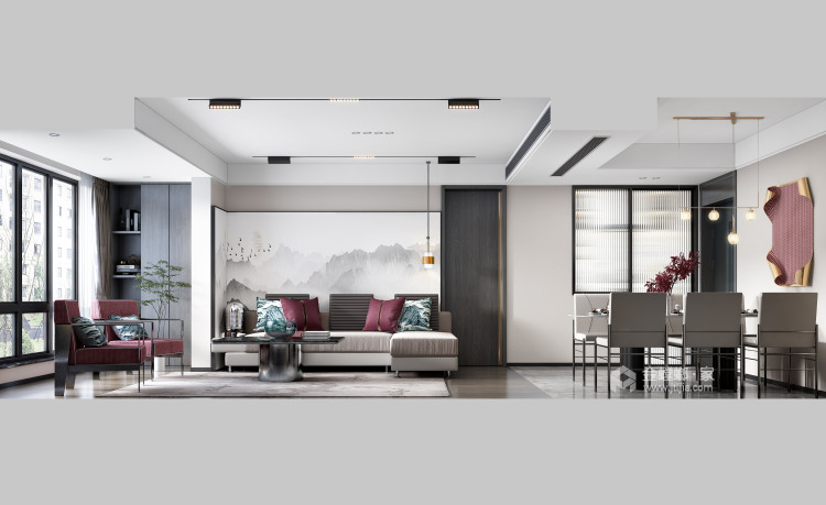 124平福鑫金鼎城现代风格-低调内敛的奢华-客厅效果图及设计说明