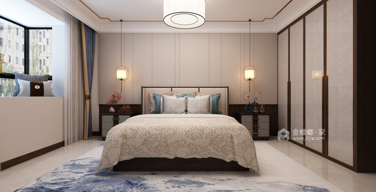 130平恒大悦珑湾新中式风格-山川，明月不及你-卧室效果图及设计说明