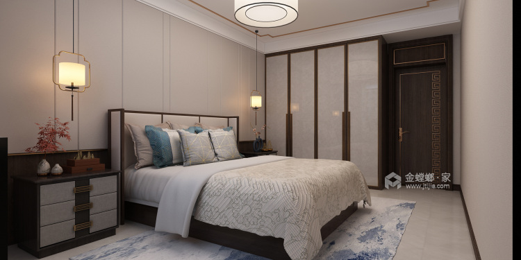 130平恒大悦珑湾新中式风格-山川，明月不及你-卧室效果图及设计说明