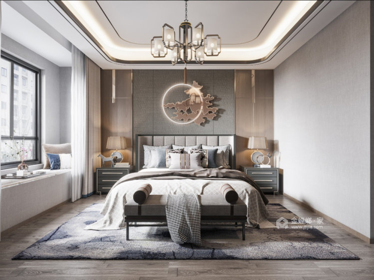 180平世茂外滩新城二期新中式风格-卧室效果图及设计说明
