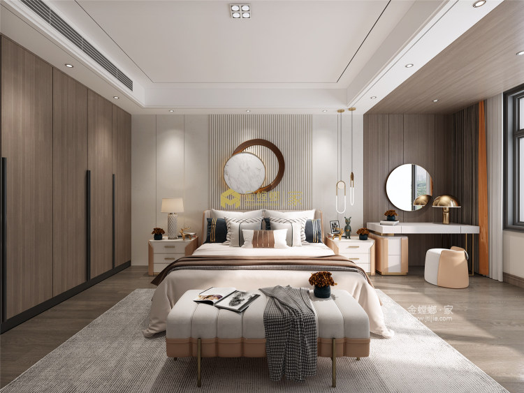 240平大众春江明月现代风格-打破传统的时尚亲子空间-卧室效果图及设计说明