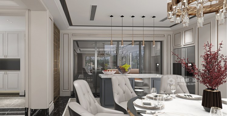 350平吴侬里欧式风格-古典轻奢--摩登迷人之韵-餐厅效果图及设计说明