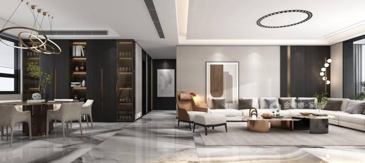 235平拉德芳斯现代风格-客厅效果图及设计说明