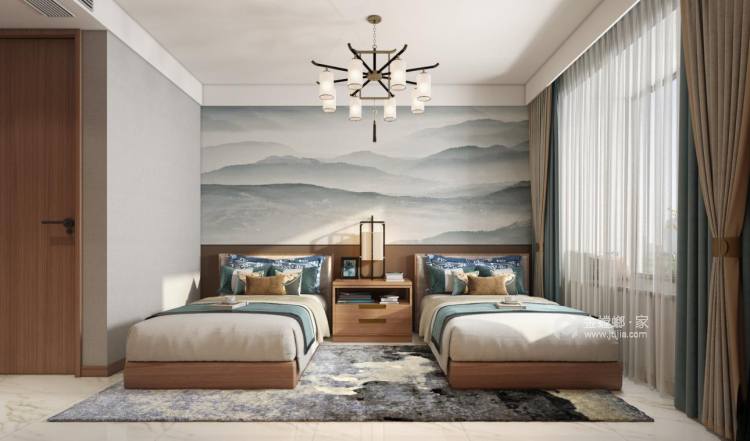 136平万浩红玺城新中式风格-卧室效果图及设计说明