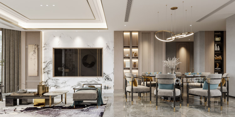 296平仙人湖新中式风格-至美空间、精致生活-客厅效果图及设计说明