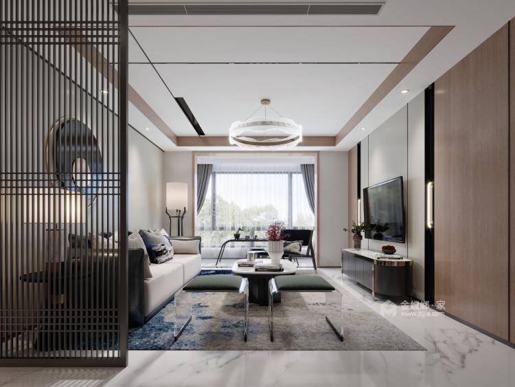 136平万浩红玺城新中式风格-客厅效果图及设计说明