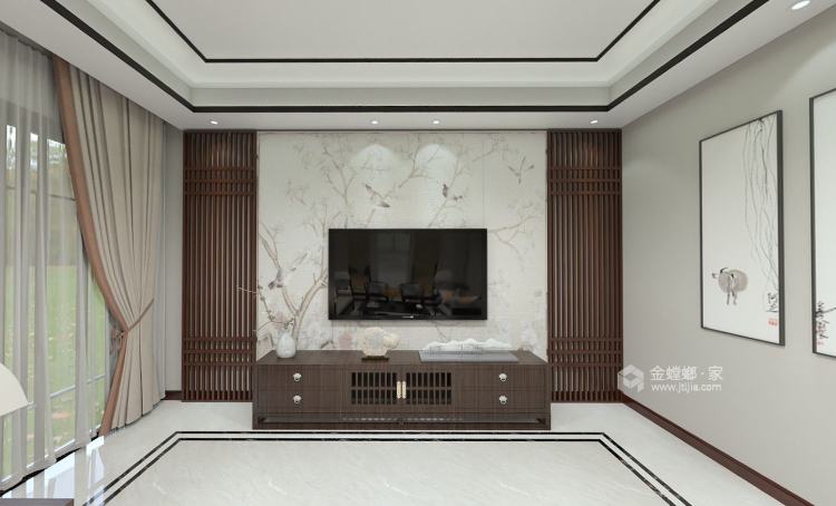 600平上书房新中式风格-归心东方-客厅效果图及设计说明